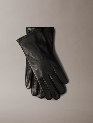 Half-scoop leather gloves with button standard size