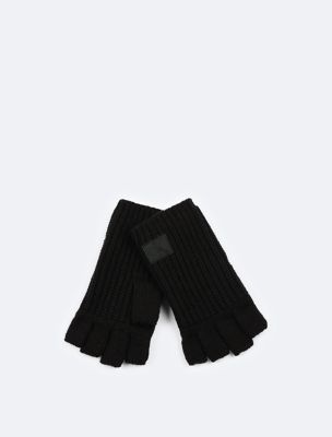 Men's Ribbed Knit Gloves, Black Beauty