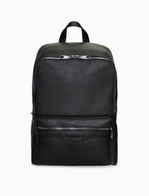 black leather square backpack