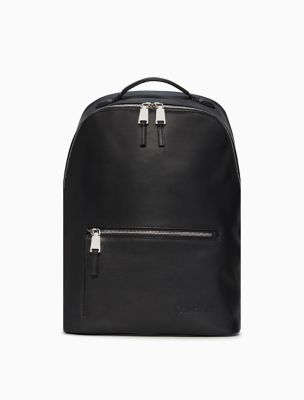 calvin klein black leather backpack