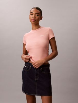 Contour Rib Logo Graphic Slim T-Shirt, Luminous Peach