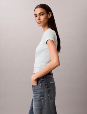 Женские футболки Calvin Klein Contour Rib Logo Graphic Slim T-Shirt — фото 3