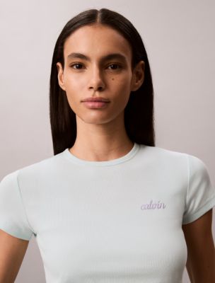 Женские футболки Calvin Klein Contour Rib Logo Graphic Slim T-Shirt — фото 4