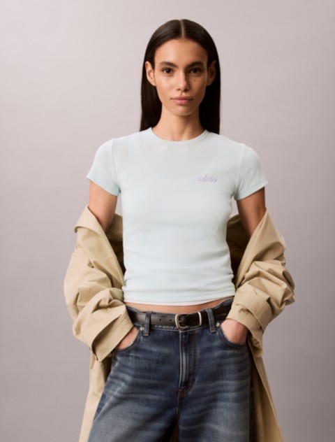 Женские футболки Calvin Klein Contour Rib Logo Graphic Slim T-Shirt