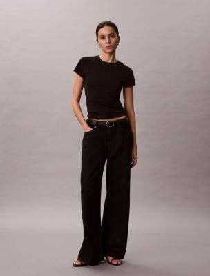 Женская футболка Calvin Klein Refined Baby Tee, цвет: Чёрный — фото 4