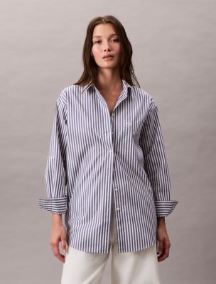 売れ筋商品|||カルバンクライン カットソー トップス レディース Women's Cotton Poplin Stretch Relaxed Button-Down Shirt Buttercream Cotton Poplin Stretch Relaxed Button-Down Shirt | Calvin Klein