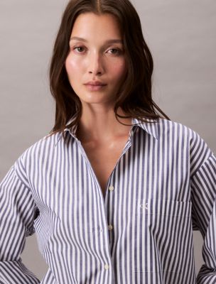 売れ筋商品|||カルバンクライン カットソー トップス レディース Women's Cotton Poplin Stretch Relaxed Button-Down Shirt Buttercream Cotton Poplin Stretch Relaxed Button-Down Shirt | Calvin Klein