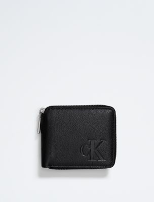 Aren Zip Card Wallet in Black Monogram Leather