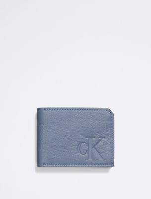 Calvin Klein Men's Pebble Leather Slim Bifold Wallet - Grey