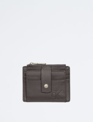 Calvin Klein Men's Pebble Leather Slim Bifold Wallet - Grey