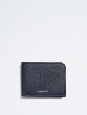 Calvin Klein Saffiano Leather Slim Bifold Wallet - Blue