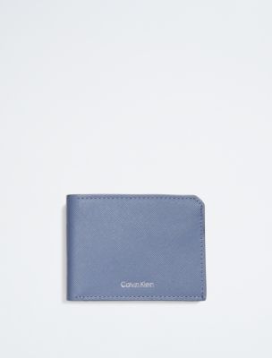 Saffiano Leather Slim Bifold Wallet, Crayon Blue