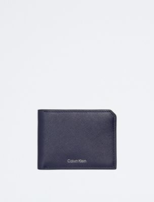 Saffiano Leather Slim Bifold Wallet, Peacoat