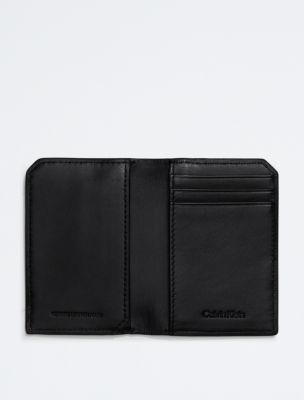 Calvin Klein Mens Saffino Leather Bi-Fold Wallet - Black - One Size