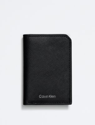 Calvin Klein Men's Pebble Leather Slim Bifold Wallet - Grey