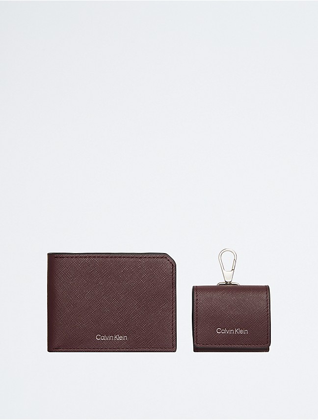 Leather Calvin Saffiano Wallet Klein | Card Bifold Case