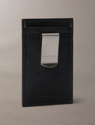 Refined Saffiano Card Case Money Clip Calvin Klein