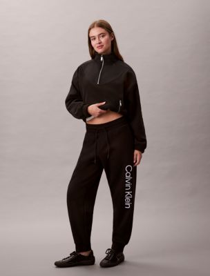 Fleece Logo Graphic Joggers, Black