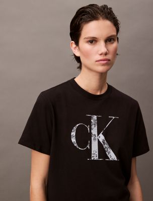 Classic Printed Monogram Logo Tee, Black Beauty