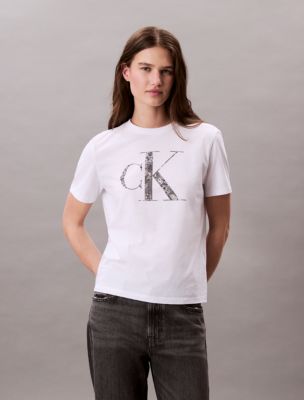 Classic Printed Monogram Logo Tee, Brilliant White