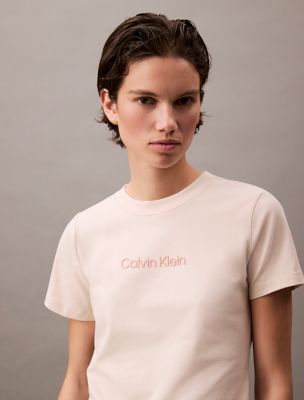 T-shirt coupe étroite à logo standard, blanc brillant