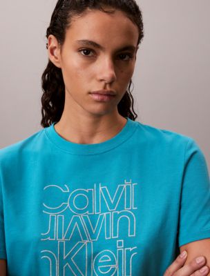 Женские футболки Calvin Klein Glitter Logo Graphic Classic T-Shirt — фото 2