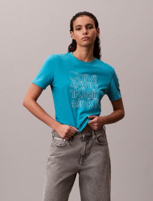 Glitter Logo Graphic Classic T-Shirt, Teal Slate 