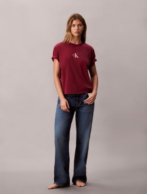 Monogram Logo Boxy T-Shirt, Magenta Jewel 