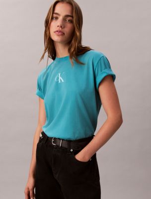 Monogram Logo Boxy T-Shirt, Teal Slate 
