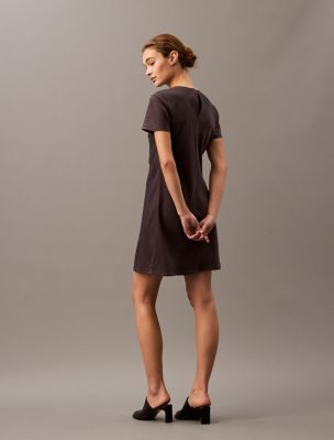 calvin klein tee shirt dress Calvin Klein Jeans Lv047c022g Long Sleeve Short Dress White XS Woman