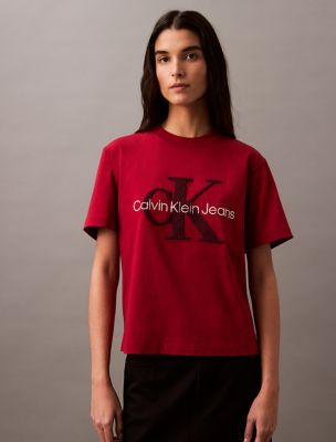 Chenille Monogram Logo Graphic Classic T-Shirt, Winery