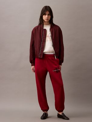 Chenille Monogram Logo Fleece Joggers, Winery