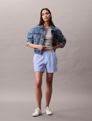 Monogram Logo Fleece Shorts, Moderate Blue 