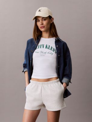 Женские шорты Calvin Klein Archive Logo Fleece, цвет: Светлый серый меланжевый — фото 4