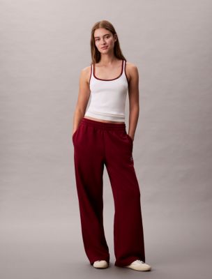 Monogram Logo Fleece Wide Leg Sweatpants, Magenta Jewel 