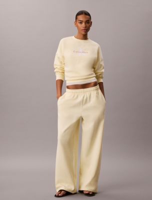 Monologo Fleece Wide Leg Sweatpants, Pear Sorbet