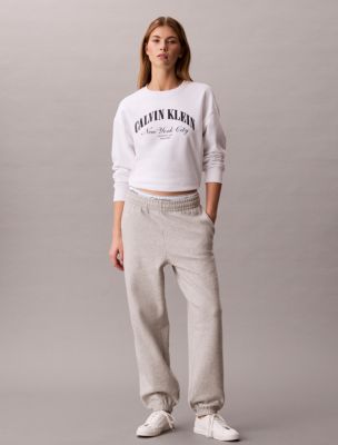 Monogram Fleece Joggers, Light Grey Heather