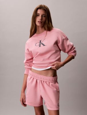 Calvin Klein Jeans Est.1978 Calvin Klein Women's Monologo Fleece Relaxed Sweatshirt In Pink