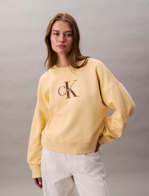 Fleece Monogram Logo Relaxed Sweatshirt, Sunlight