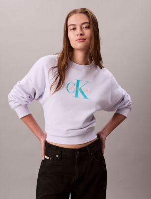 Fleece Monogram Logo Relaxed Sweatshirt, Lacey Lilac