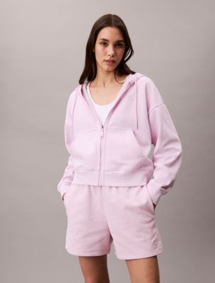 Archive Logo Fleece Cropped Hoodie, Spring Lilac 