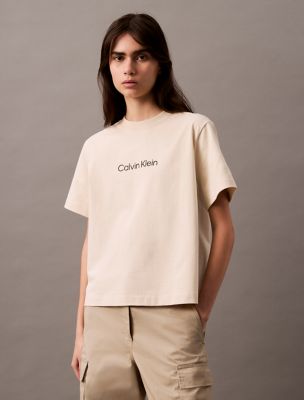 Standard Logo Boxy Fit Crewneck T-Shirt, Summer Sand