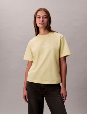 Standard Logo Boxy Fit Crewneck T-Shirt, Chartreuse Melon