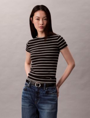 Cotton Contour Rib T-Shirt, Black