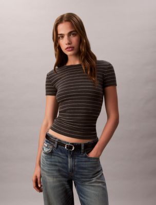 Cotton Contour Rib T-Shirt, Gunmetal Heather
