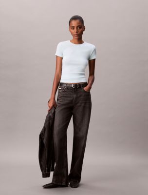 Cotton Contour Rib T-Shirt, Aqua Breeze
