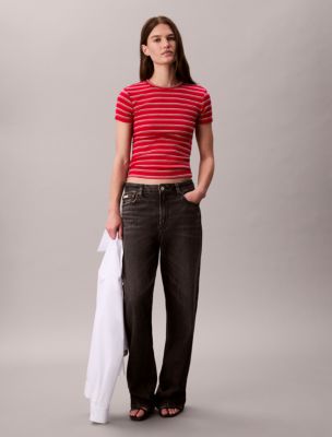 Cotton Contour Rib T-Shirt, Berry Sangria