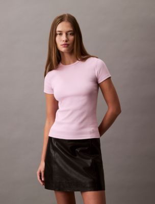 Cotton Contour Rib T-Shirt, Corsage