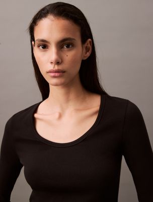 Женские футболки Calvin Klein Cotton Contour Rib U-Neck Tee — фото 4