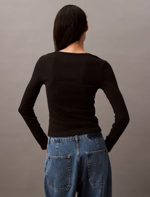 Женские футболки Calvin Klein Cotton Contour Rib U-Neck Tee — фото 5